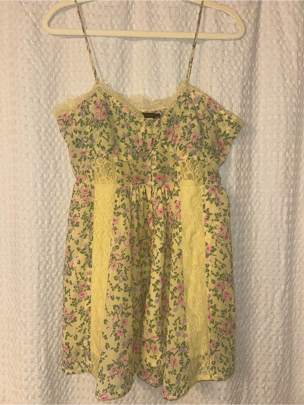 ASOS Yellow Floral Lace-Trim Dress NWT - US 8P